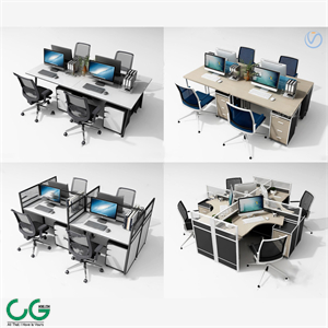 Modern screen card position office desk chair 3d model